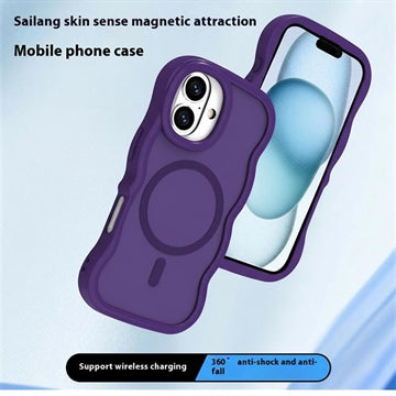 iPhone 16 Plus Bølgekant magnetisk hybrid cover - lilla