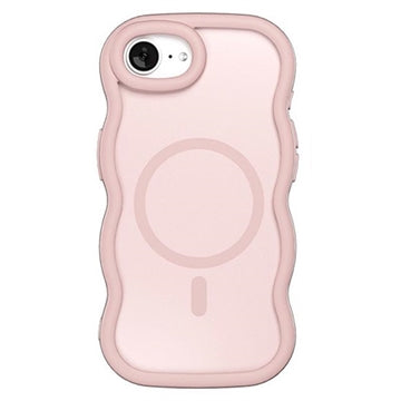 iPhone 16e/17e Bølgekant magnetisk hybrid cover - pink