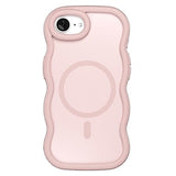 iPhone 16e/17e Bølgekant magnetisk hybrid cover - pink
