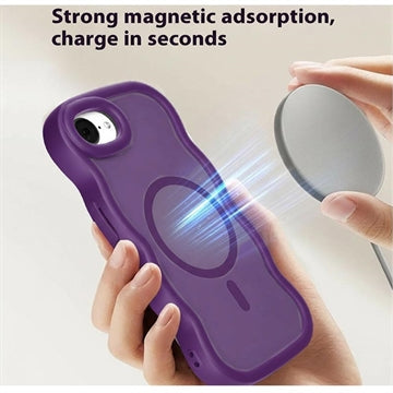 iPhone 16e/17e Bølgekant magnetisk hybrid cover - lilla