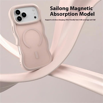 iPhone 17 Pro Bølgekant magnetisk hybrid cover - pink