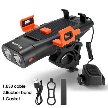 West Biking YP0701321 5-i-1 cykellygte med telefonholder og powerbank-funktion - sort