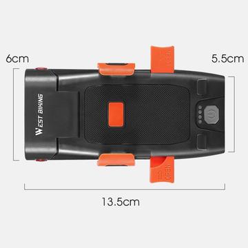 West Biking YP0701321 5-i-1 cykellygte med telefonholder og powerbank-funktion - sort