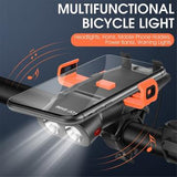 West Biking YP0701321 5-i-1 cykellygte med telefonholder og powerbank-funktion - sort