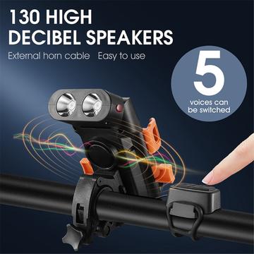 West Biking YP0701321 5-i-1 cykellygte med telefonholder og powerbank-funktion - sort