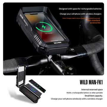 Wild Man FK1 vandtæt cykeltelefonholder med 360° drejelig aluminiumsbeslag - 4.7-6.7" - sort