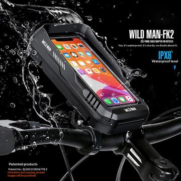 Wild Man FK2 cykelholder til mobiltelefon med 360° drejelig aluminiumsbeslag - 0.6l - sort
