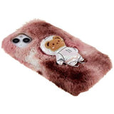 3D Plush Furry Vinter iPhone 14 Plus TPU Cover - Brun Bjørn
