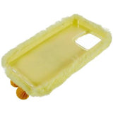3D Plush Furry Vinter iPhone 14 Pro Max TPU Cover - Gul Blomst