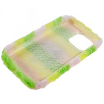 3D Plush Furry Vinter iPhone 14 Pro TPU Cover - Gul Rose