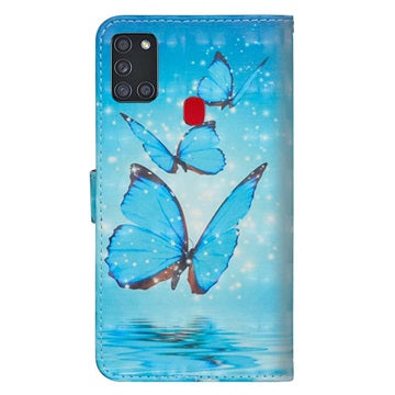 Wonder Series Samsung Galaxy A21s Pung - Blå Sommerfugl
