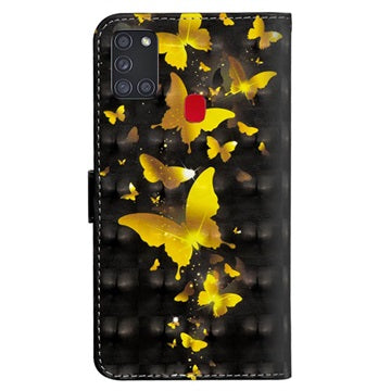 Wonder Series Samsung Galaxy A21s Pung - Guld Sommerfugl