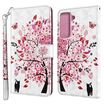 Wonder Series Samsung Galaxy S21 5G Pung Cover - Blomstrede Træ