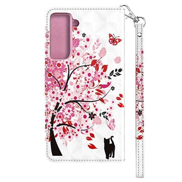 Wonder Series Samsung Galaxy S21 5G Pung Cover - Blomstrede Træ