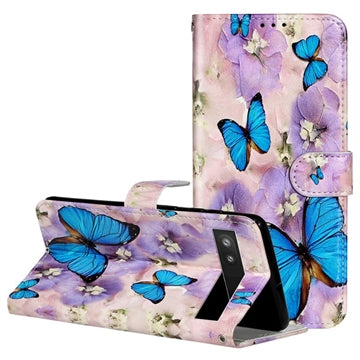 Wonder Series Google Pixel 7a Pung Cover - Blå Sommerfugl
