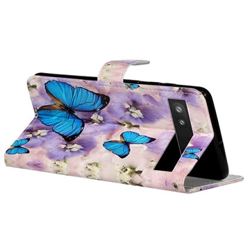 Wonder Series Google Pixel 7a Pung Cover - Blå Sommerfugl