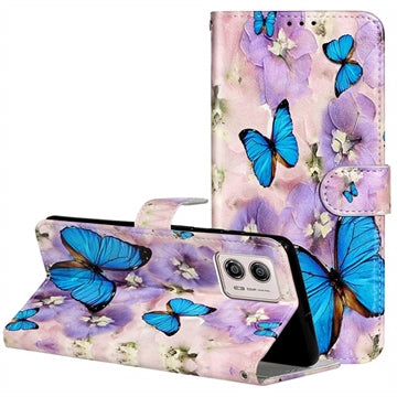 Wonder Series Motorola Moto G73 Pung Cover - Blå Sommerfugl