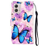 Wonder Series Motorola Moto G73 Pung Cover - Blå Sommerfugl