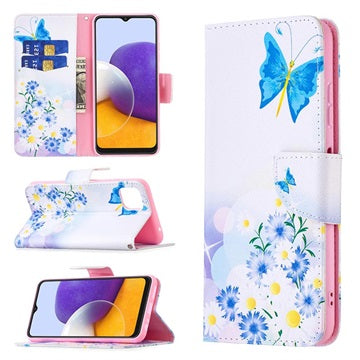 Wonder Series Samsung Galaxy A22 5G, Galaxy F42 5G Pung - Blå Sommerfugl