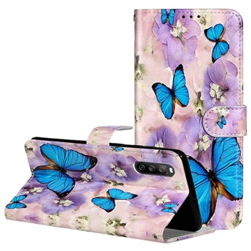 Wonder Series Sony Xperia 10 V Pung Cover - Blå Sommerfugl