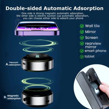 X8Q Vakuum/Magnetisk Mobilholder til Bilens Instrumentbræt - sort