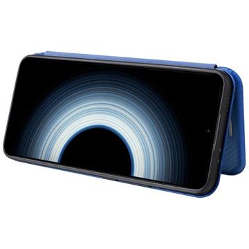 Xiaomi 12T/12T Pro Flip Cover - Karbonfiber - Blå