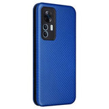 Xiaomi 12T/12T Pro Flip Cover - Karbonfiber - Blå