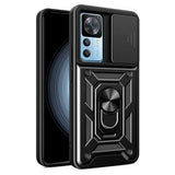 Xiaomi 12T/12T Pro Roterende Ring Hybrid Cover med Kameraskjold - Sort