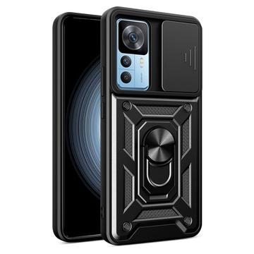 Xiaomi 12T/12T Pro Roterende Ring Hybrid Cover med Kameraskjold - Sort
