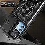 Xiaomi 12T/12T Pro Roterende Ring Hybrid Cover med Kameraskjold - Sort