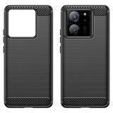 Xiaomi 13T/13T Pro Børstet TPU Cover - Karbonfiber - Sort