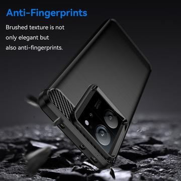 Xiaomi 13T/13T Pro Børstet TPU Cover - Karbonfiber - Sort