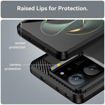 Xiaomi 13T/13T Pro Børstet TPU Cover - Karbonfiber - Sort