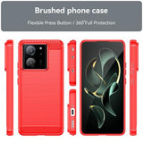 Xiaomi 13T/13T Pro Børstet TPU Cover - Karbonfiber - Rød