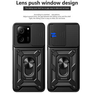 Xiaomi 13T/13T Pro Roterende Ring Hybrid Cover med Kameraskjold - Sort