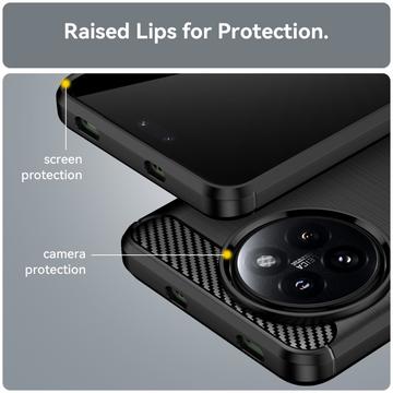 Xiaomi Civi 4 Pro/14 Civi Børstet TPU Cover - Karbonfiber - Sort