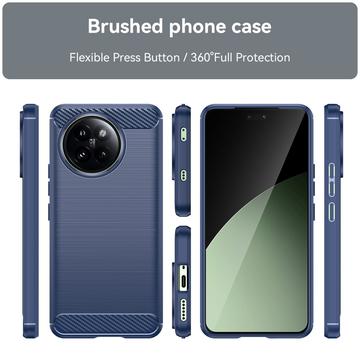 Xiaomi Civi 4 Pro/14 Civi Børstet TPU Cover - Karbonfiber - Blå