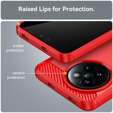 Xiaomi Civi 4 Pro/14 Civi Børstet TPU Cover - Karbonfiber - Rød