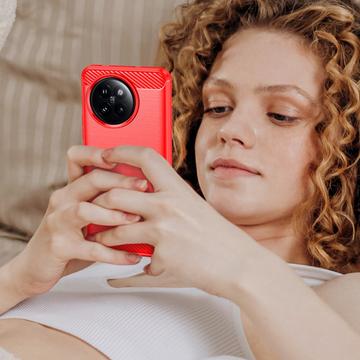 Xiaomi Civi 4 Pro/14 Civi Børstet TPU Cover - Karbonfiber - Rød