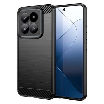 Xiaomi 14 Pro Børstet TPU Cover - Karbonfiber - Sort
