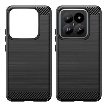 Xiaomi 14 Pro Børstet TPU Cover - Karbonfiber - Sort