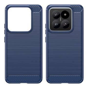 Xiaomi 14 Pro Børstet TPU Cover - Karbonfiber - Blå