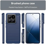 Xiaomi 14 Pro Børstet TPU Cover - Karbonfiber - Blå
