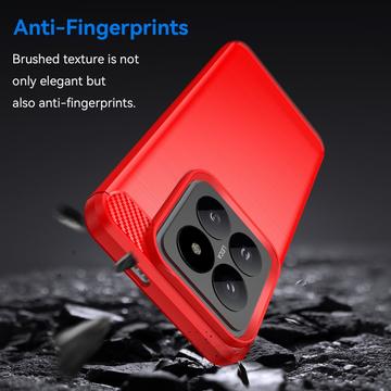 Xiaomi 14 Pro Børstet TPU Cover - Karbonfiber - Rød
