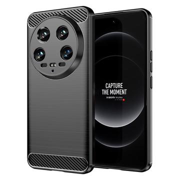 Xiaomi 14 Ultra Børstet TPU Cover - Karbonfiber - Sort