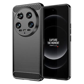 Xiaomi 14 Ultra Børstet TPU Cover - Karbonfiber - Sort