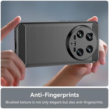 Xiaomi 14 Ultra Børstet TPU Cover - Karbonfiber - Sort