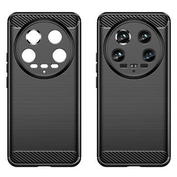 Xiaomi 14 Ultra Børstet TPU Cover - Karbonfiber - Sort