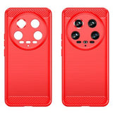 Xiaomi 14 Ultra Børstet TPU Cover - Karbonfiber - Rød