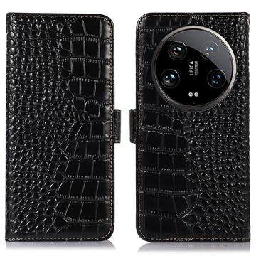 Xiaomi 14 Ultra Crocodile Series Læderpung med RFID - Sort